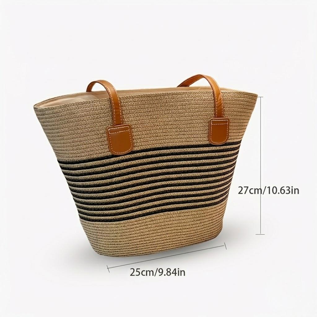 Sombrero de paja de ala ancha para mujer con bolsa de mano a juego