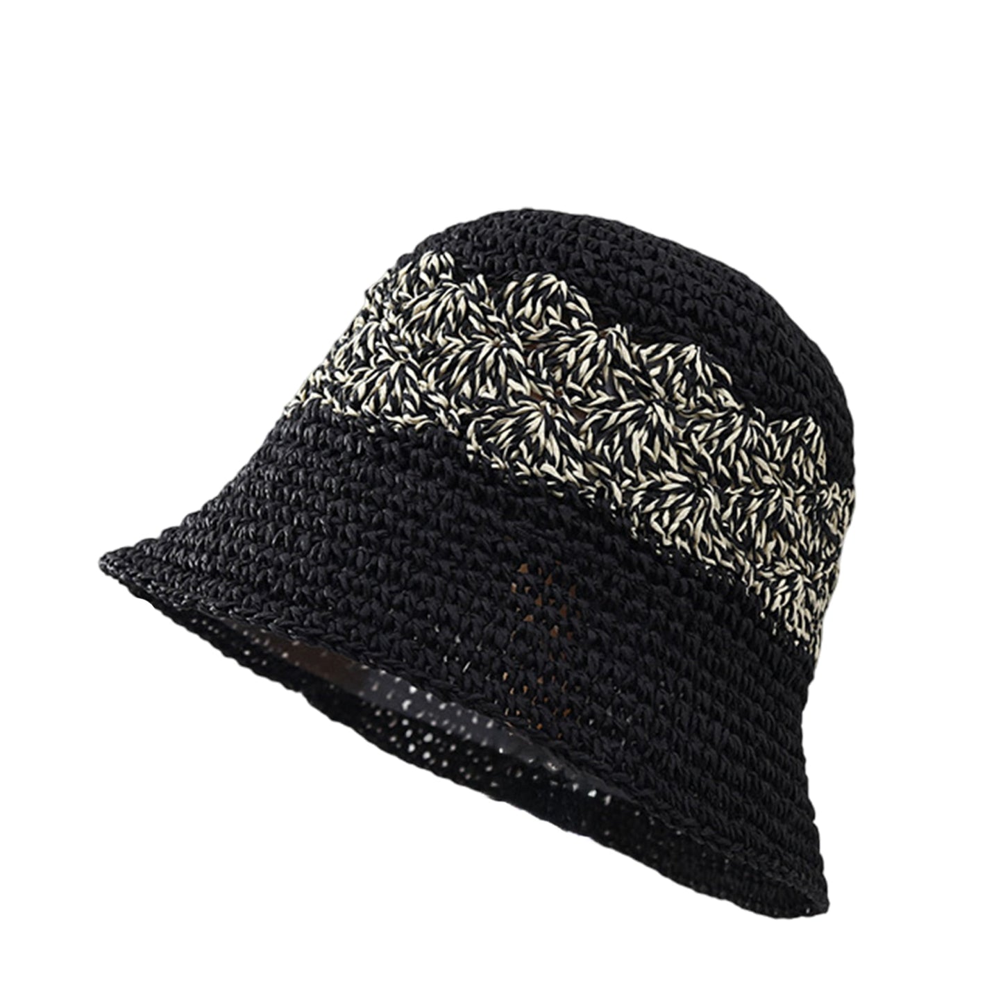 Sombrero de cubo de paja Tejido de punto transpirable