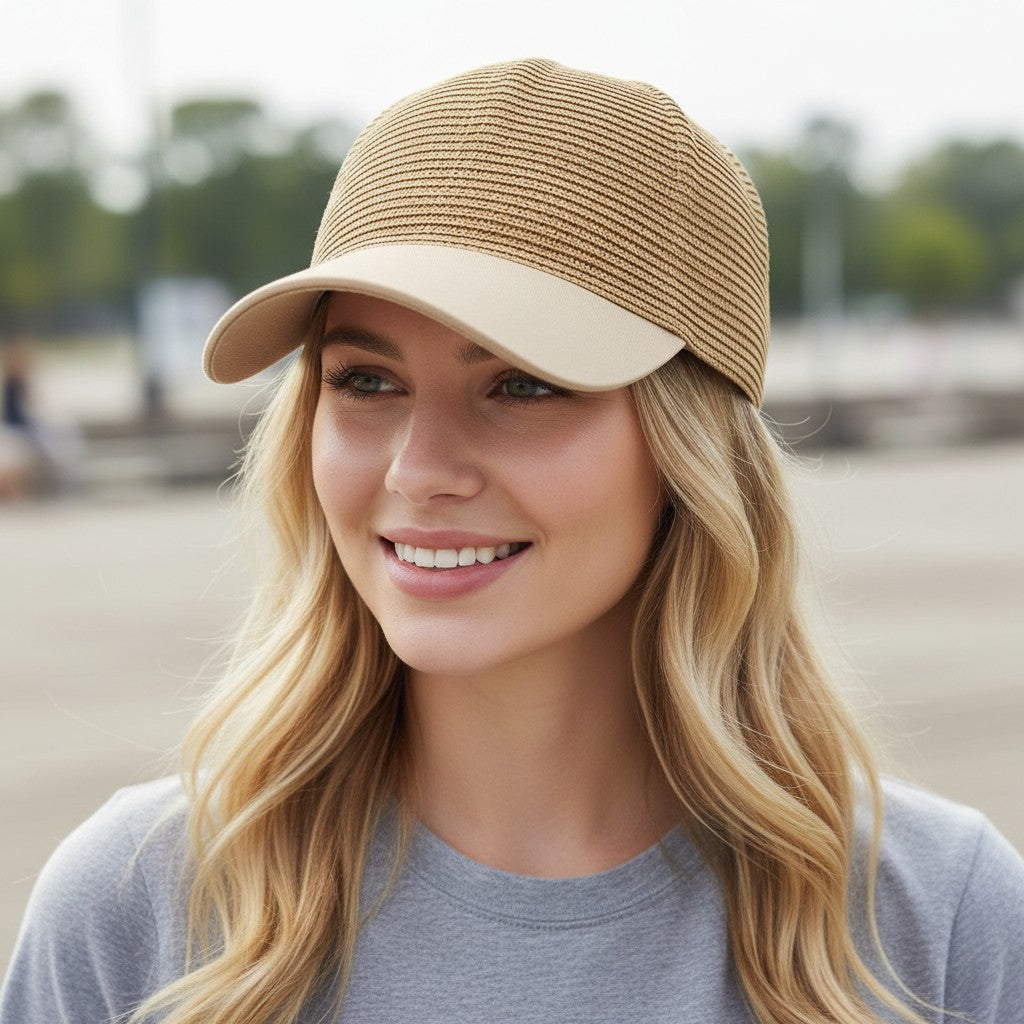 Gorra de béisbol de paja para mujer