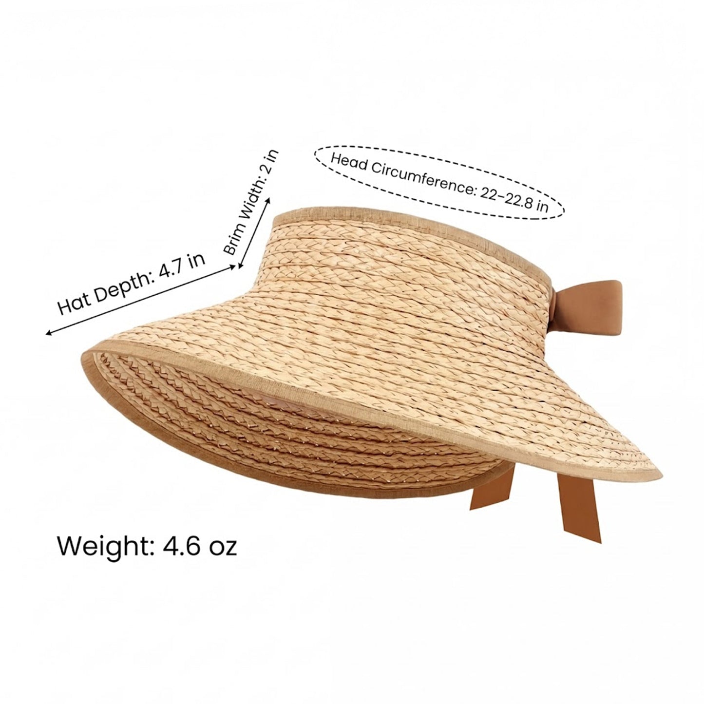 Sombrero de visera solar de paja para mujer