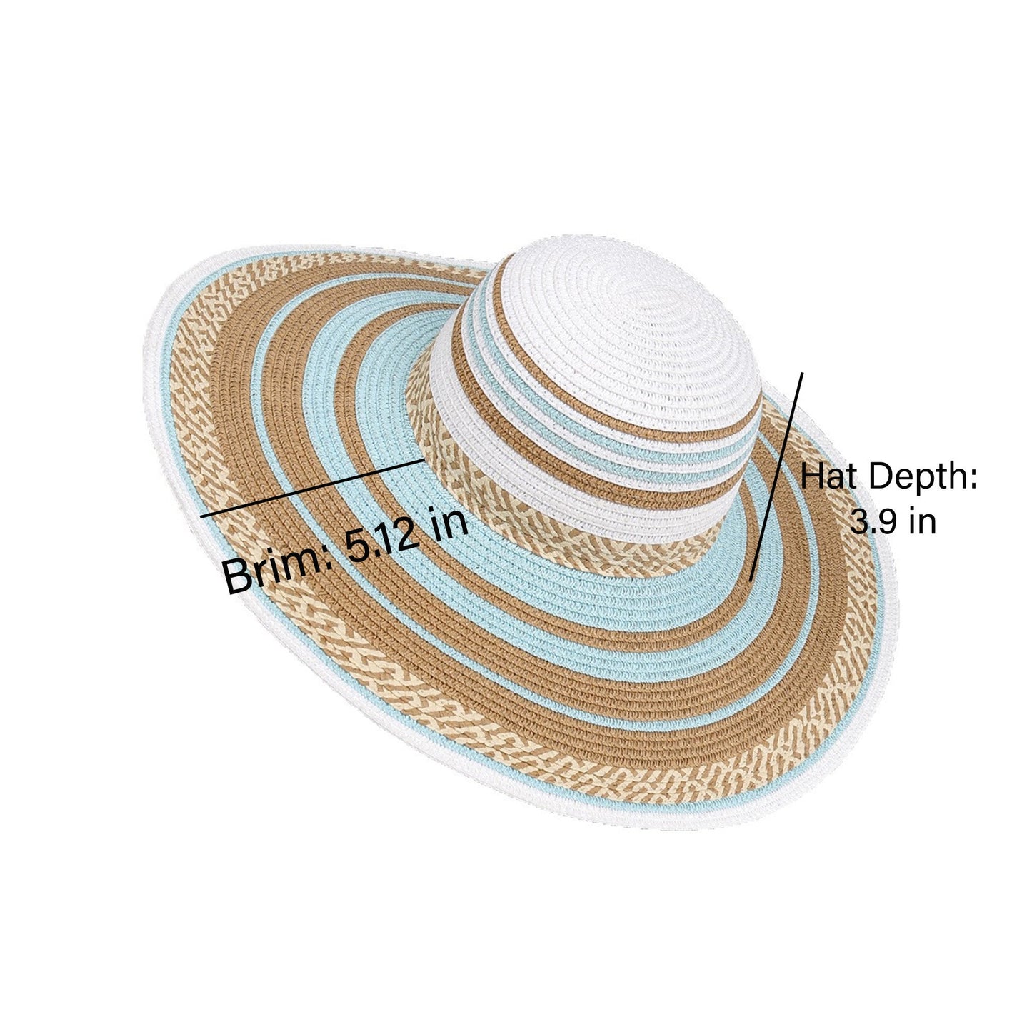 Sombrero de sol de ala ancha para mujer Diseño tejido a rayas Sombrero de verano ligero Estilo clásico Floppy