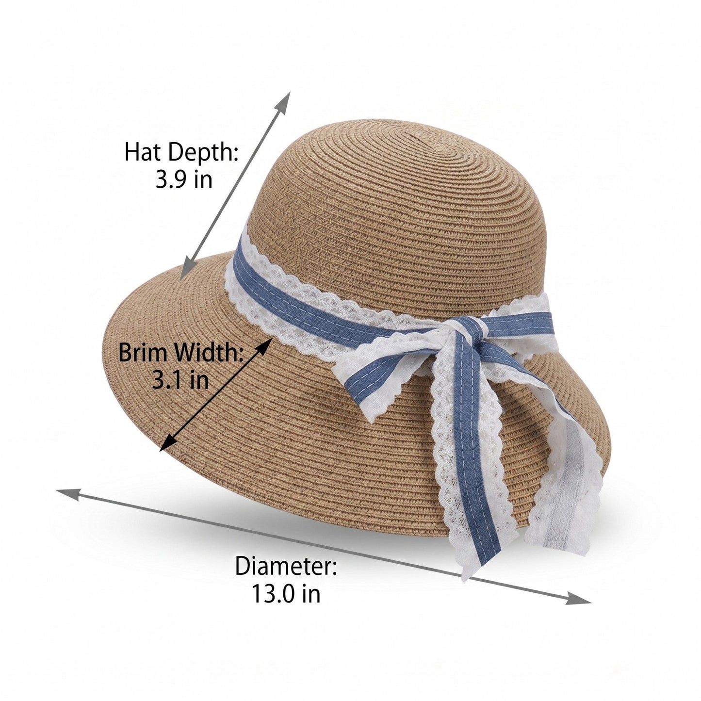 Sombrero de sol ligero de paja de ala ancha para mujer Sombrero de playa plegable de verano con protección UV