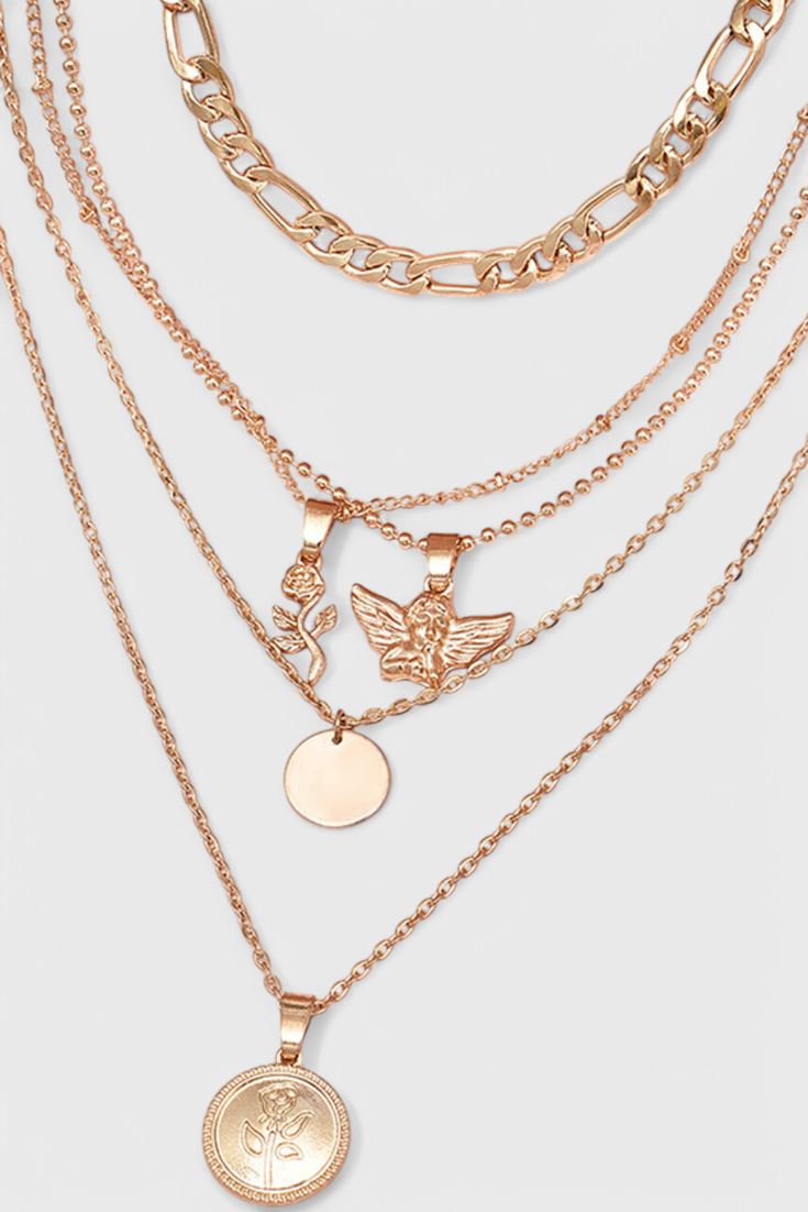 Elegante collar con diseño de Rosa y Ángel para un estilo único