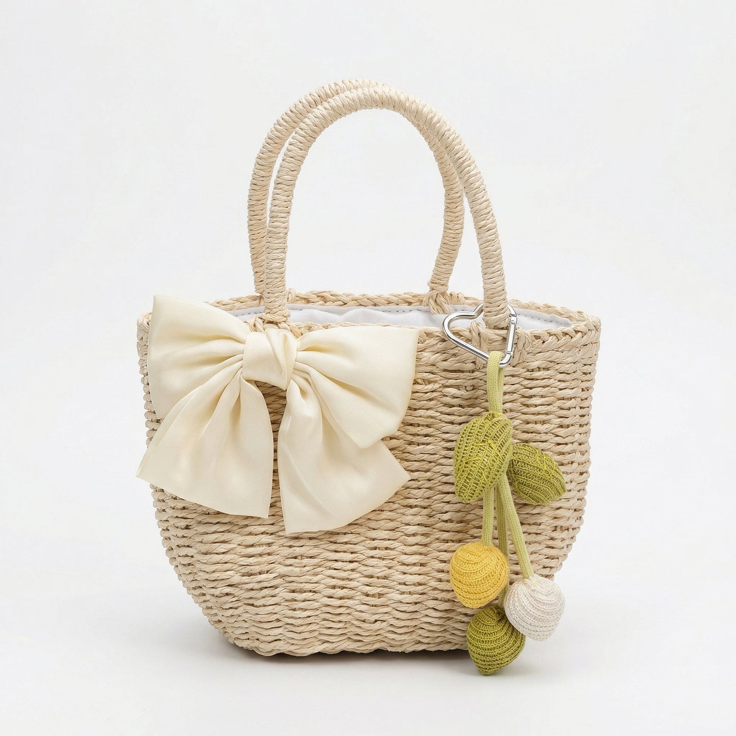 Bolso de mano con asa superior de paja para mujer