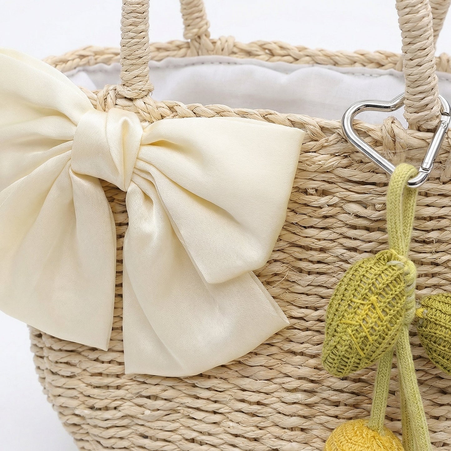 Bolso de mano con asa superior de paja para mujer