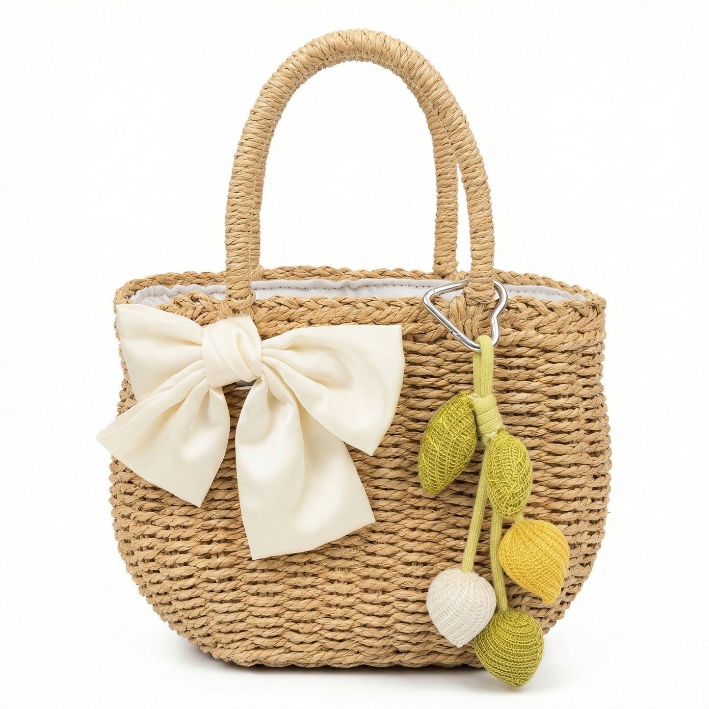Bolso de mano con asa superior de paja para mujer