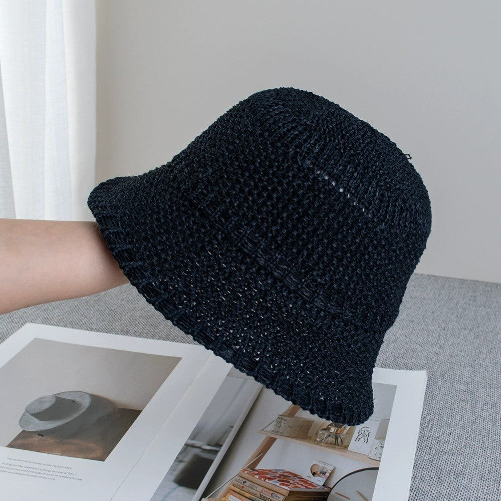 Sombrero de cubo de paja para mujer