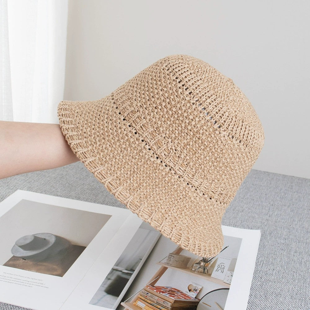 Sombrero de cubo de paja para mujer