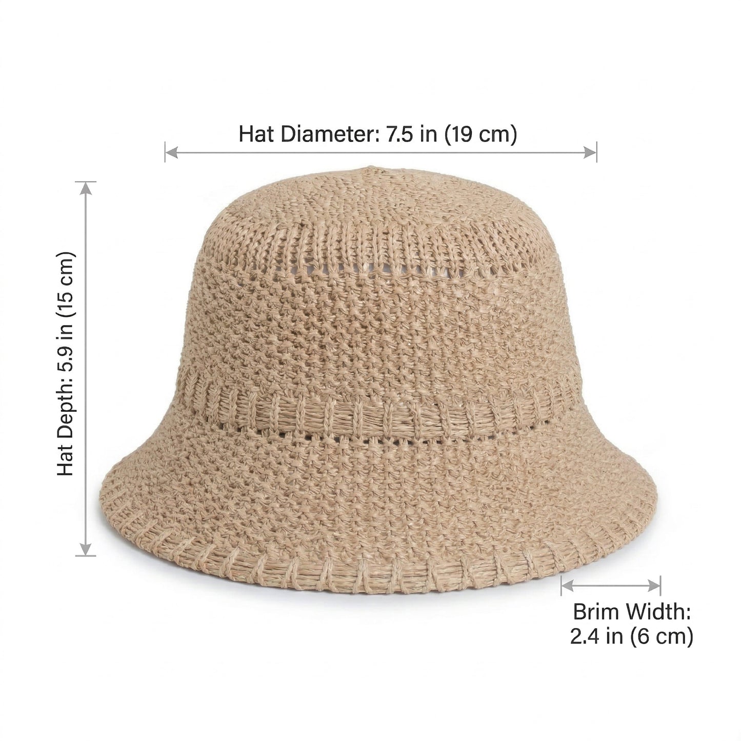Sombrero de cubo de paja para mujer