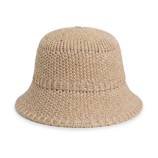 Sombrero de cubo de paja para mujer