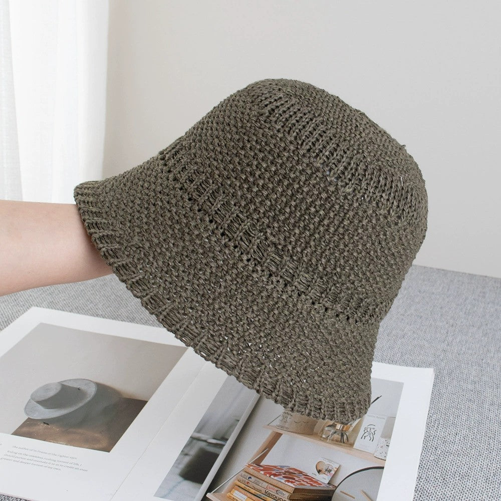 Sombrero de cubo de paja para mujer