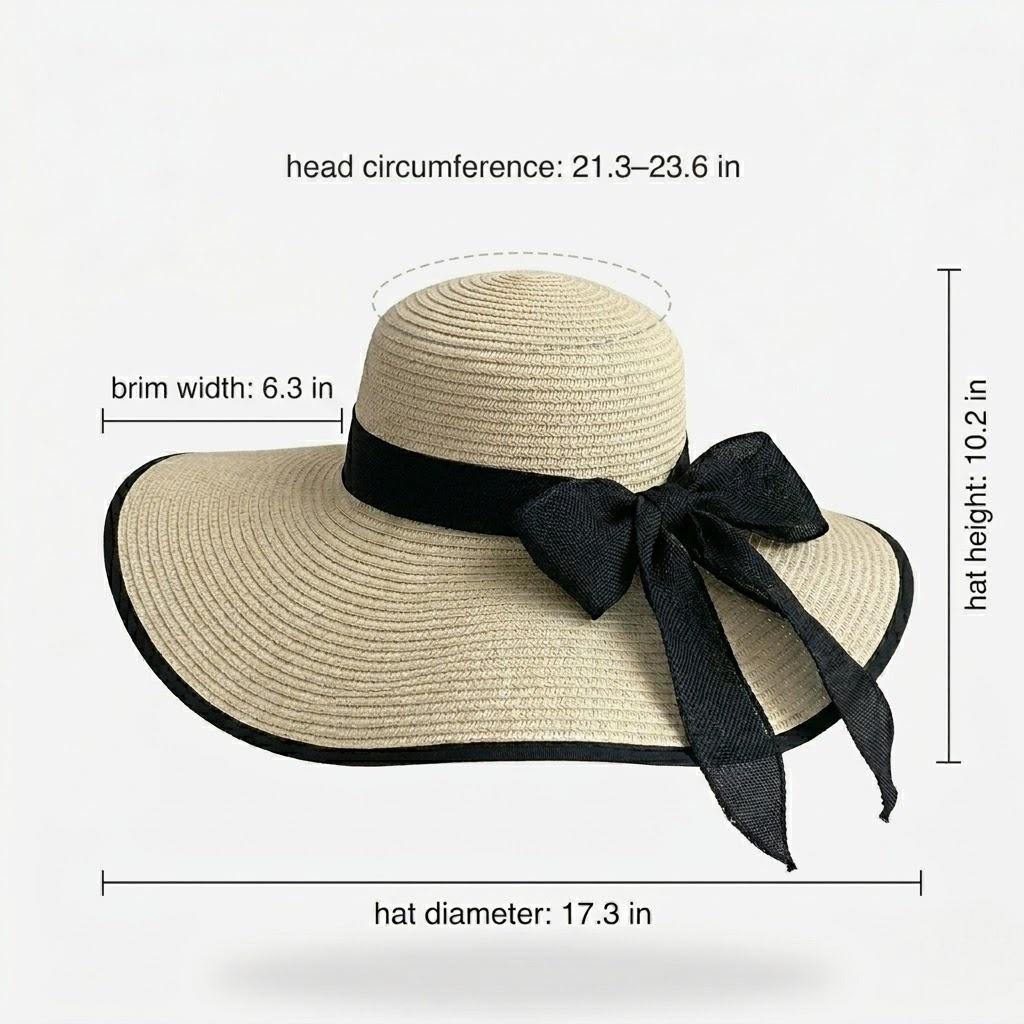 Sombrero de sol de paja de ala ancha para mujer