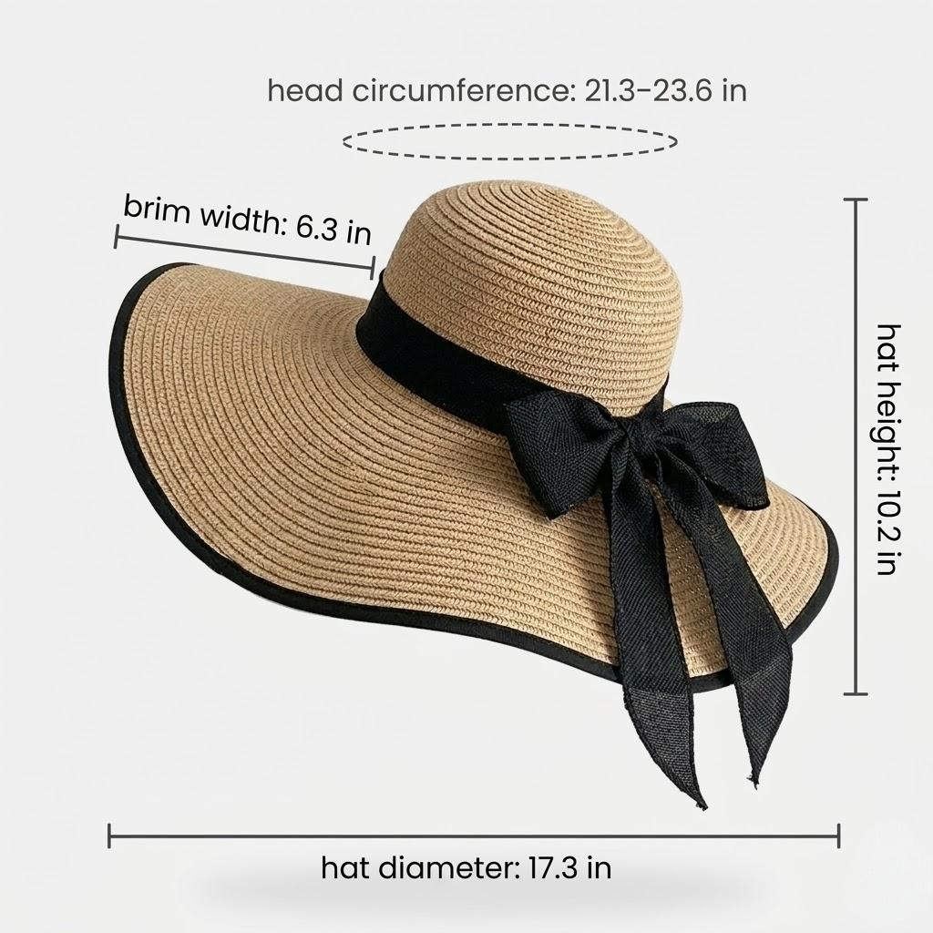 Sombrero de sol de paja de ala ancha para mujer