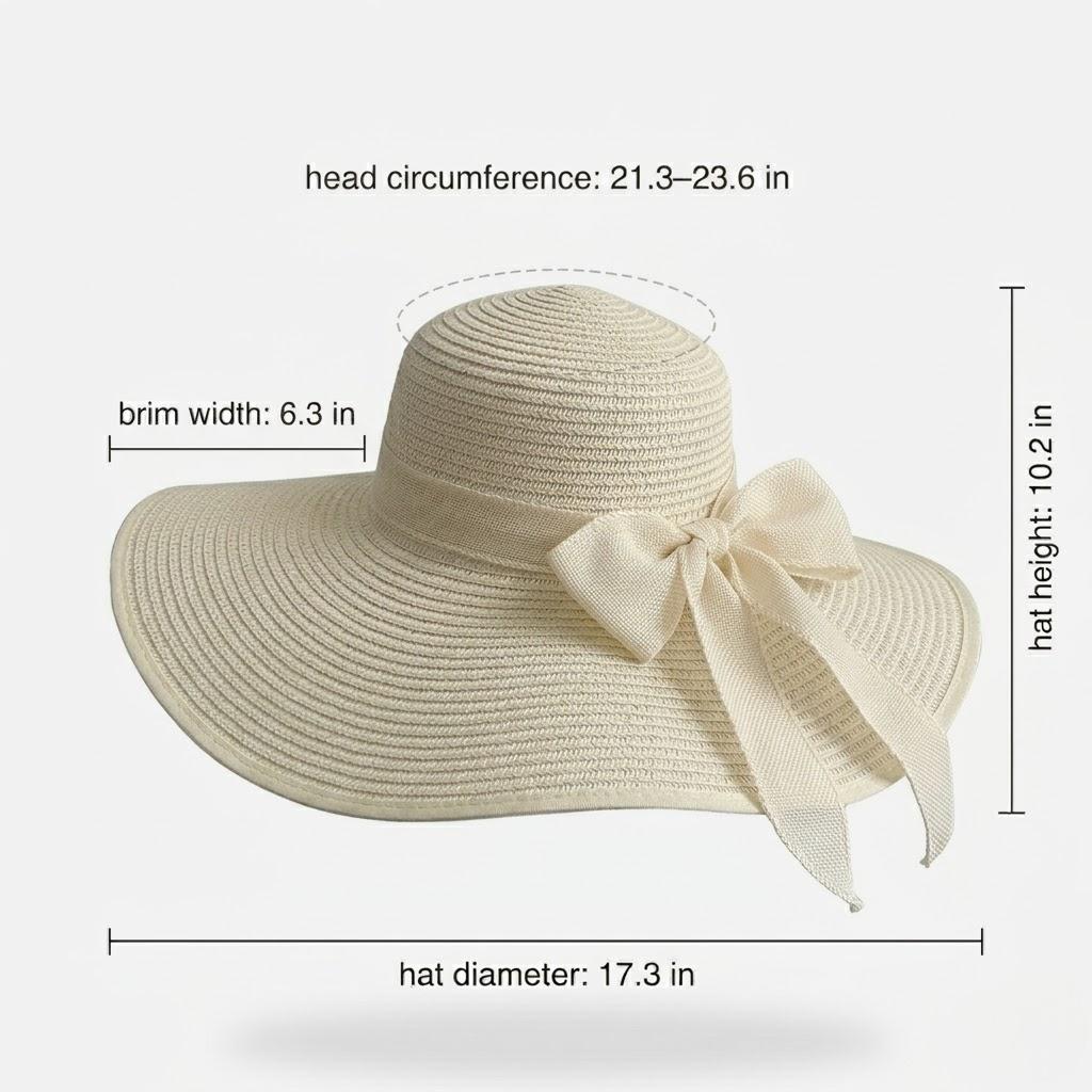 Sombrero de sol de paja de ala ancha para mujer