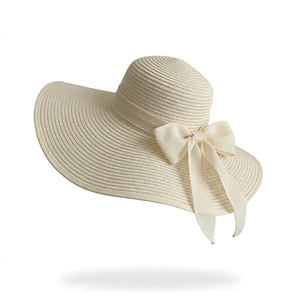Sombrero de sol de paja de ala ancha para mujer