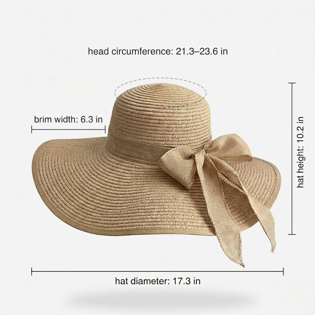 Sombrero de sol de paja de ala ancha para mujer