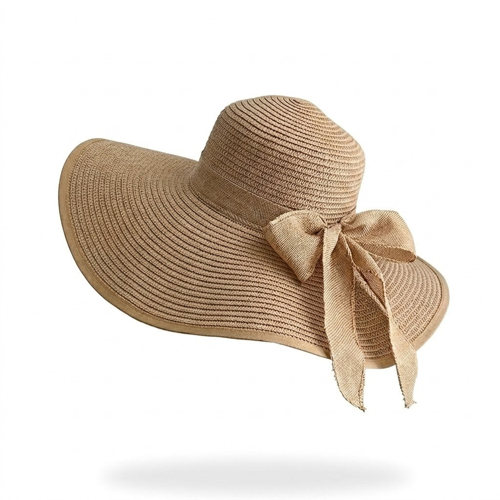 Sombrero de sol de paja de ala ancha para mujer