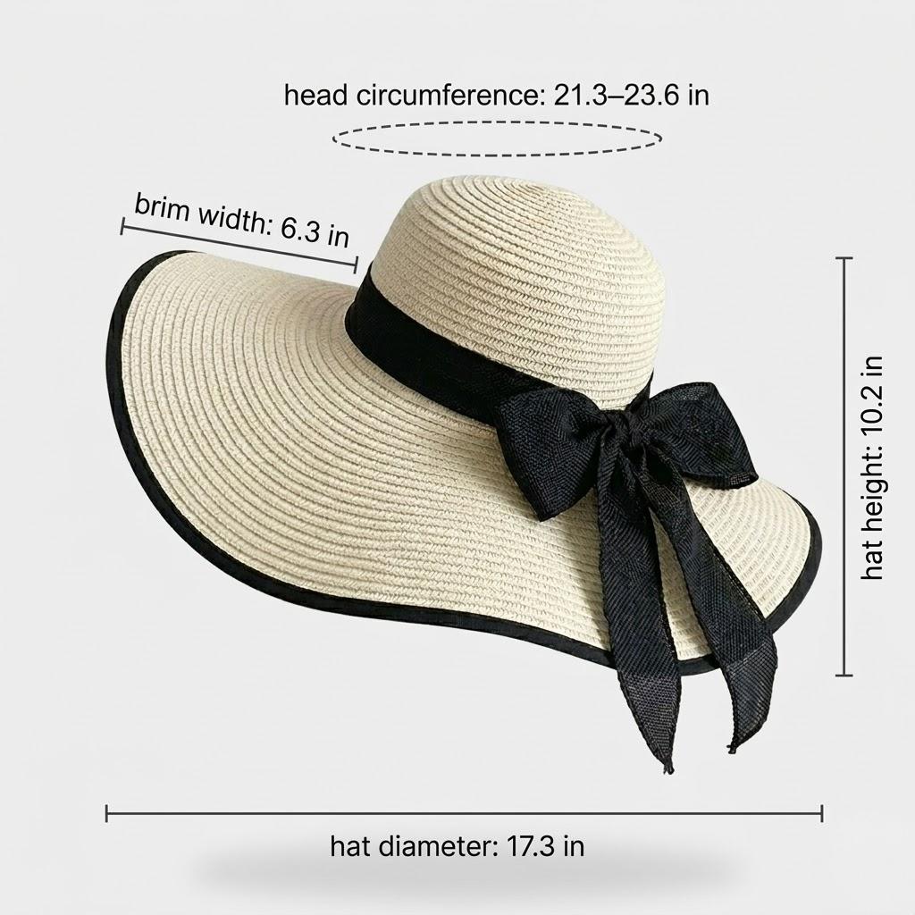Sombrero de sol de paja de ala ancha para mujer