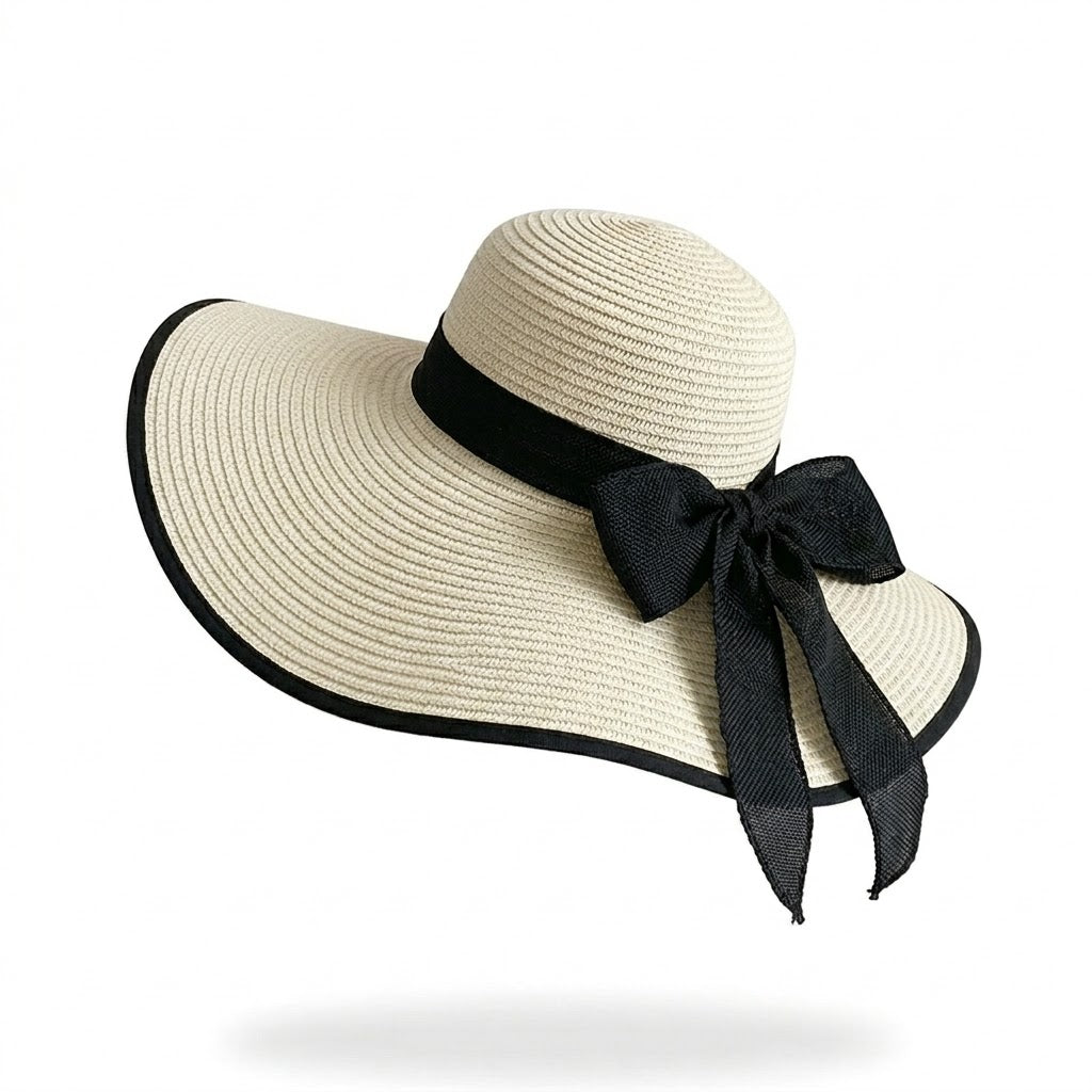 Sombrero de sol de paja de ala ancha para mujer