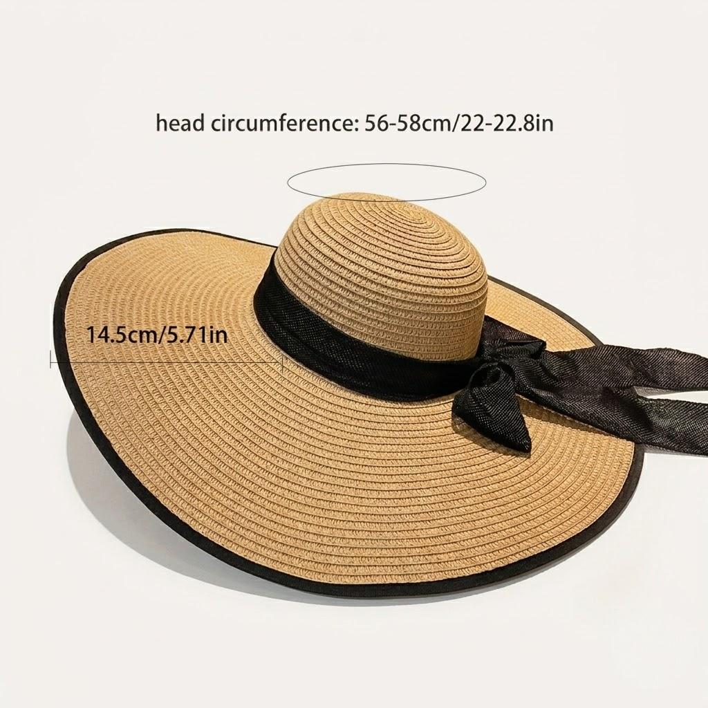 Sombrero de paja de ala ancha para mujer con bolsa de mano a juego