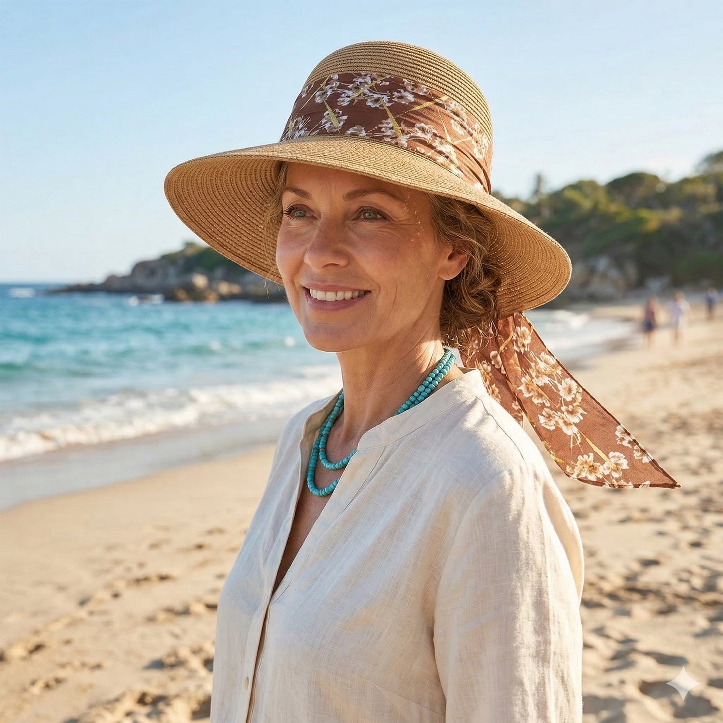 Sombrero de sol de paja de ala ancha para mujer