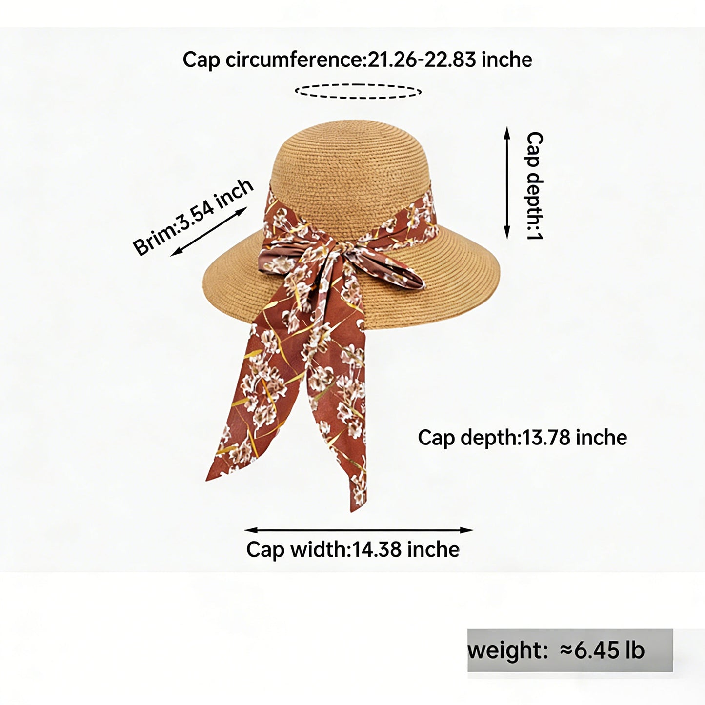 Sombrero de sol de paja de ala ancha para mujer