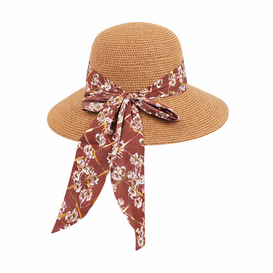 Sombrero de sol de paja de ala ancha para mujer