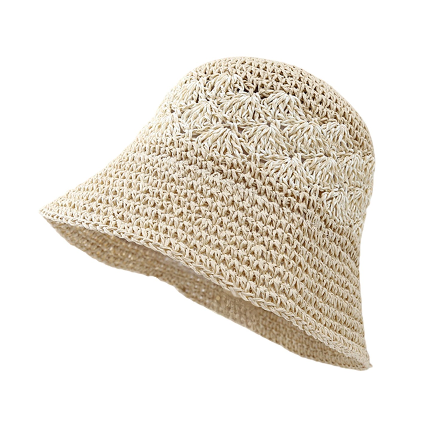 Sombrero de cubo de paja Tejido de punto transpirable