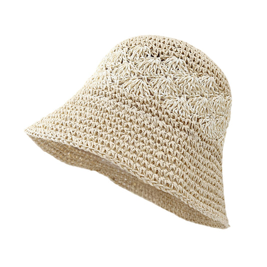 Sombrero de cubo de paja Tejido de punto transpirable