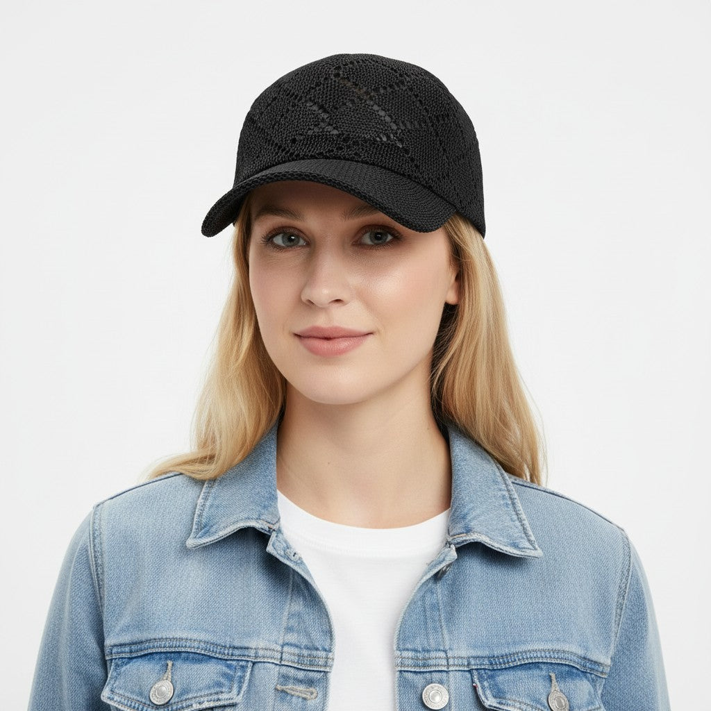 Gorra de béisbol de paja tejida para mujer