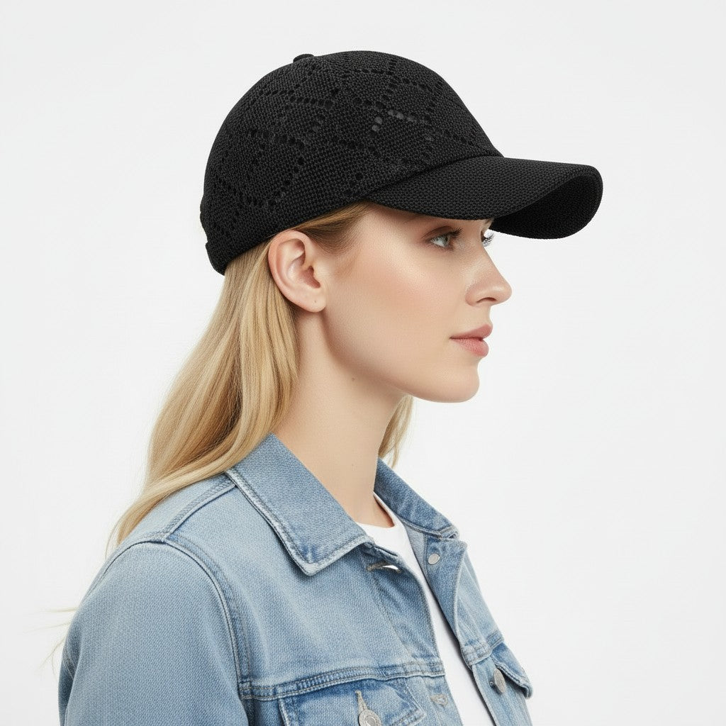 Gorra de béisbol de paja tejida para mujer