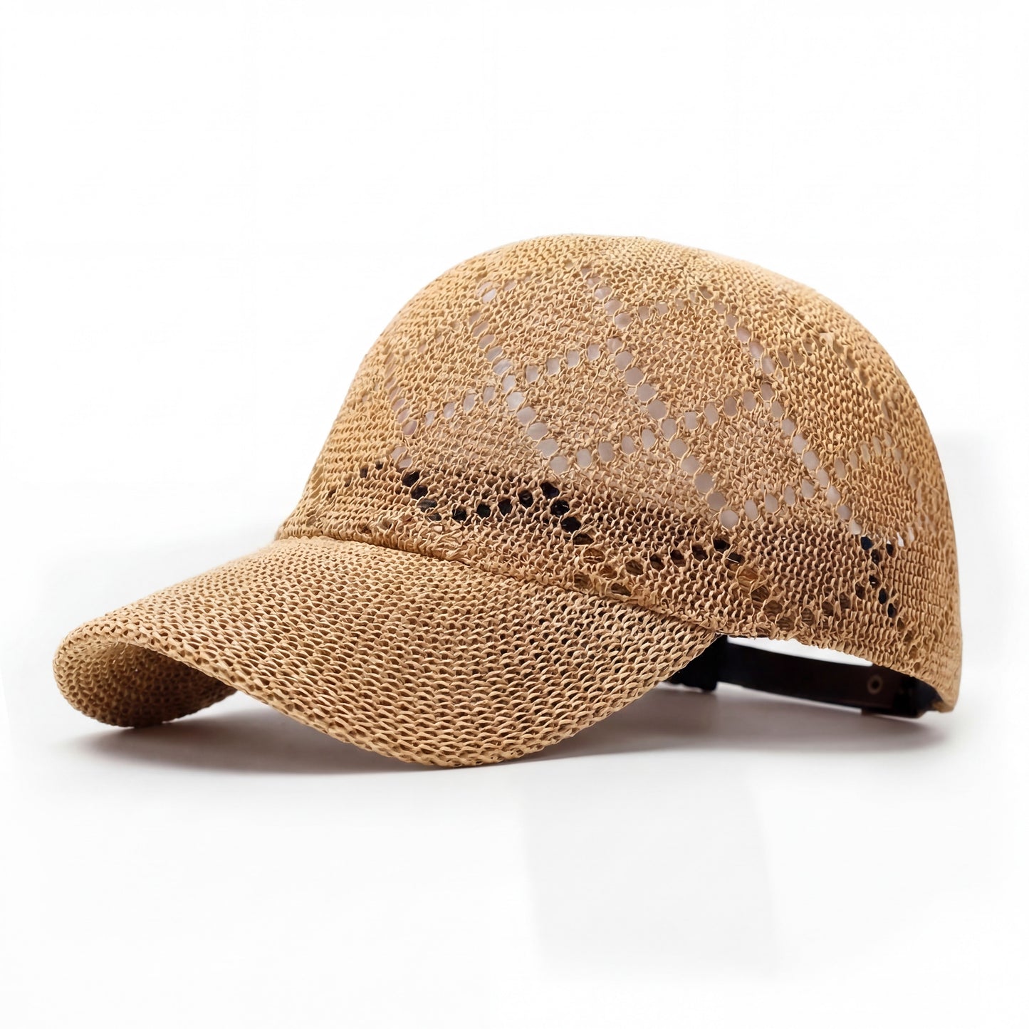 Gorra de béisbol de paja tejida para mujer
