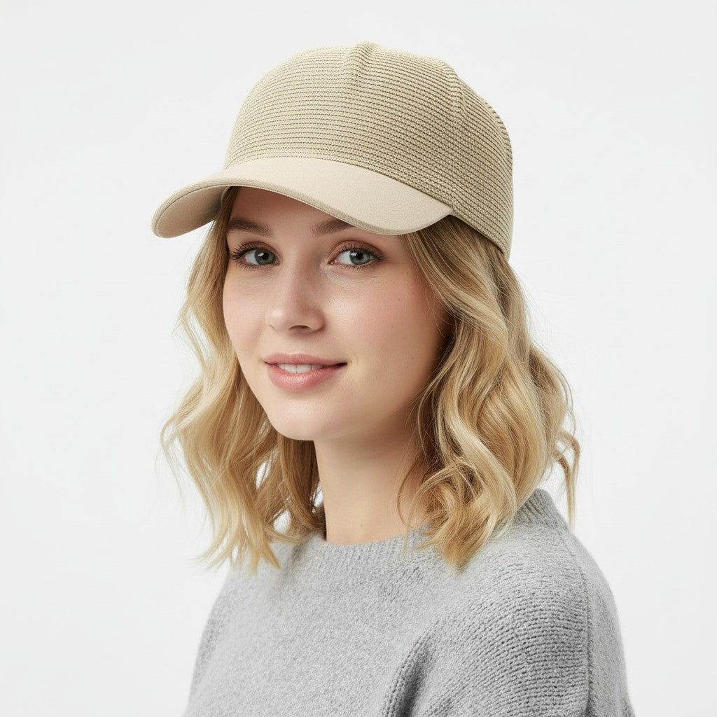 Gorra de béisbol de paja para mujer