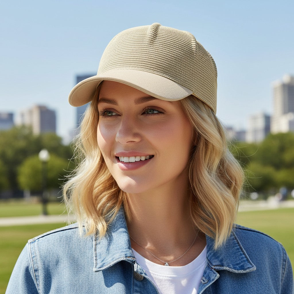 Gorra de béisbol de paja para mujer
