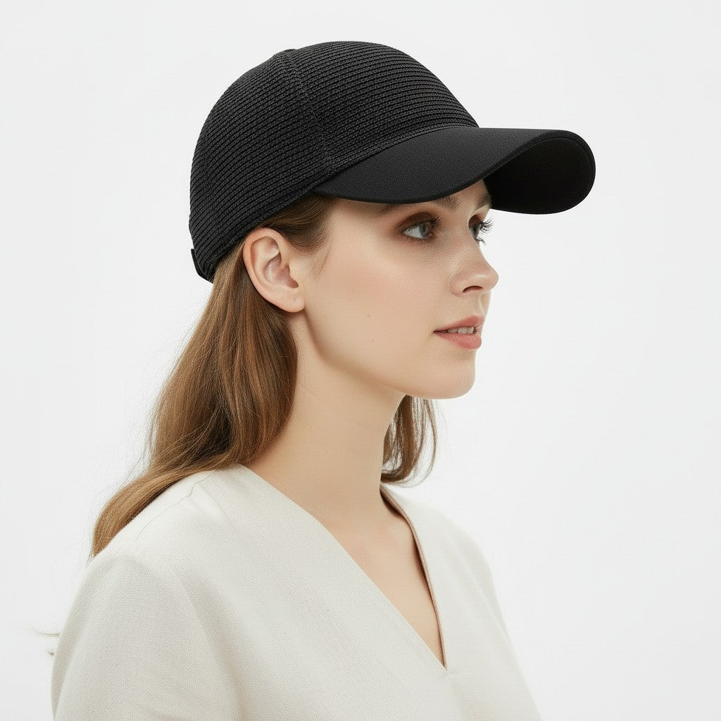 Gorra de béisbol de paja para mujer