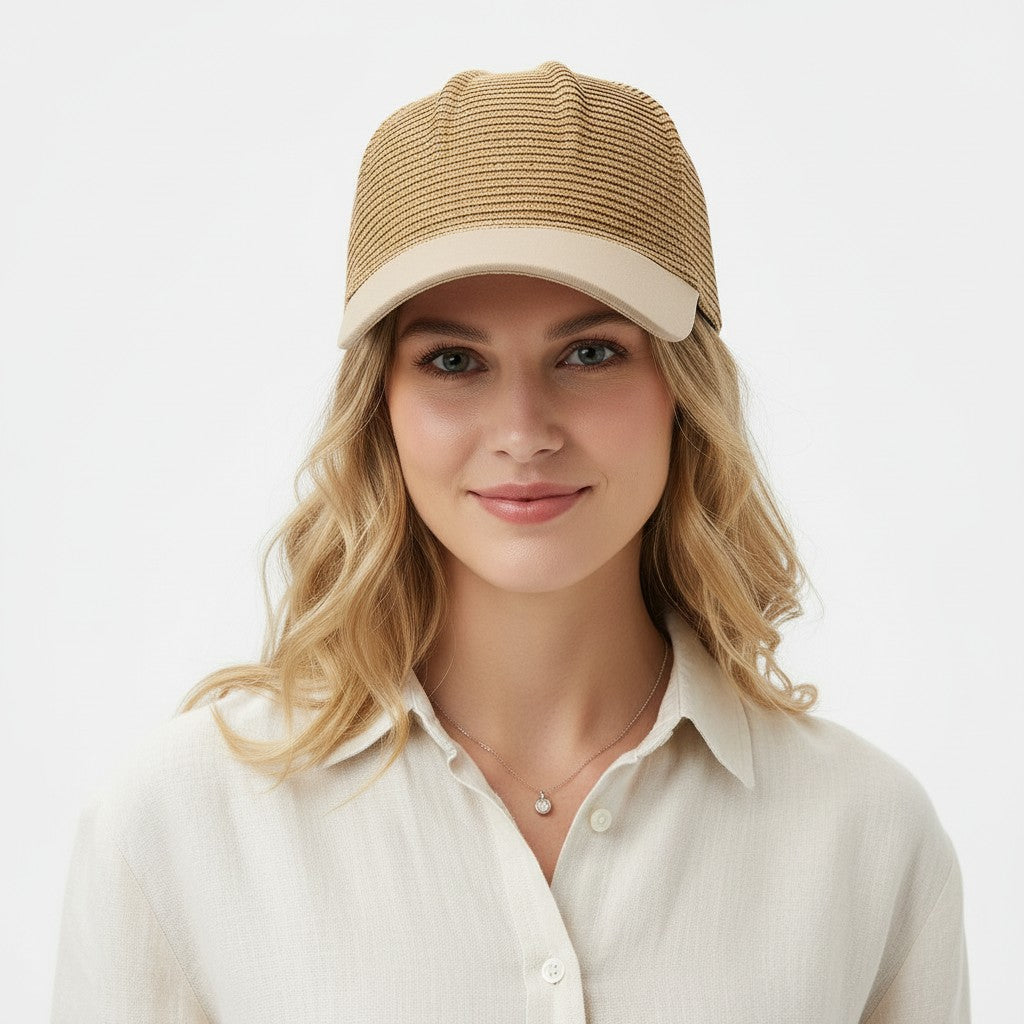 Gorra de béisbol de paja para mujer
