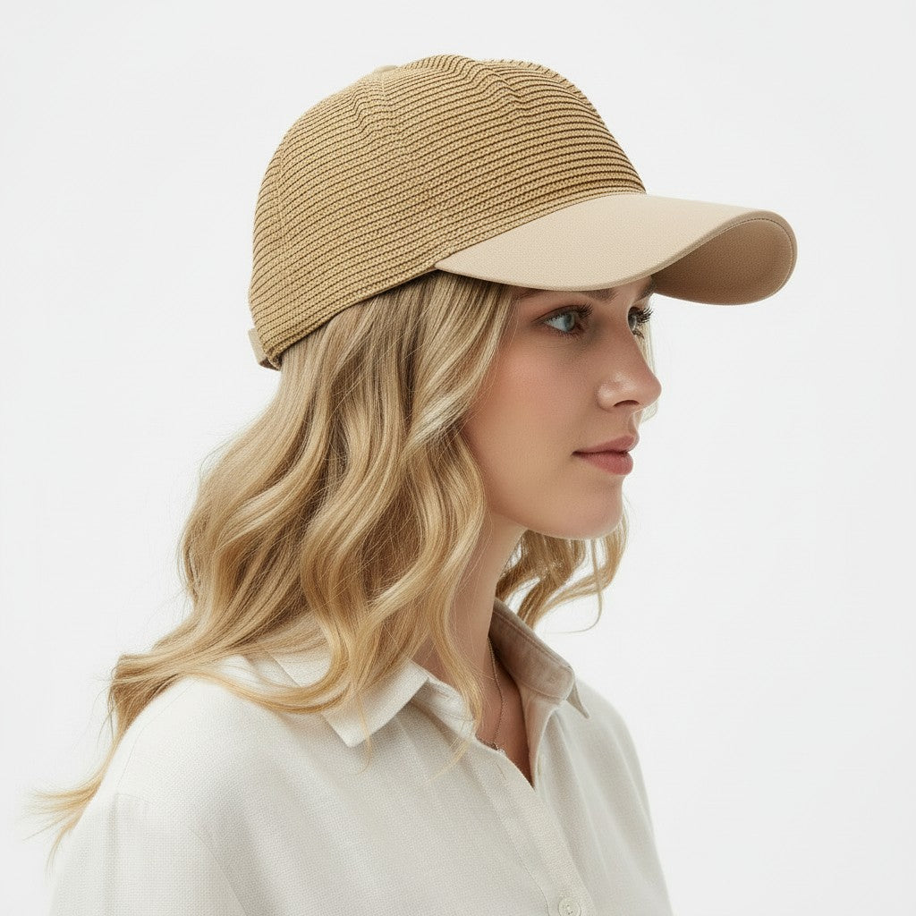 Gorra de béisbol de paja para mujer
