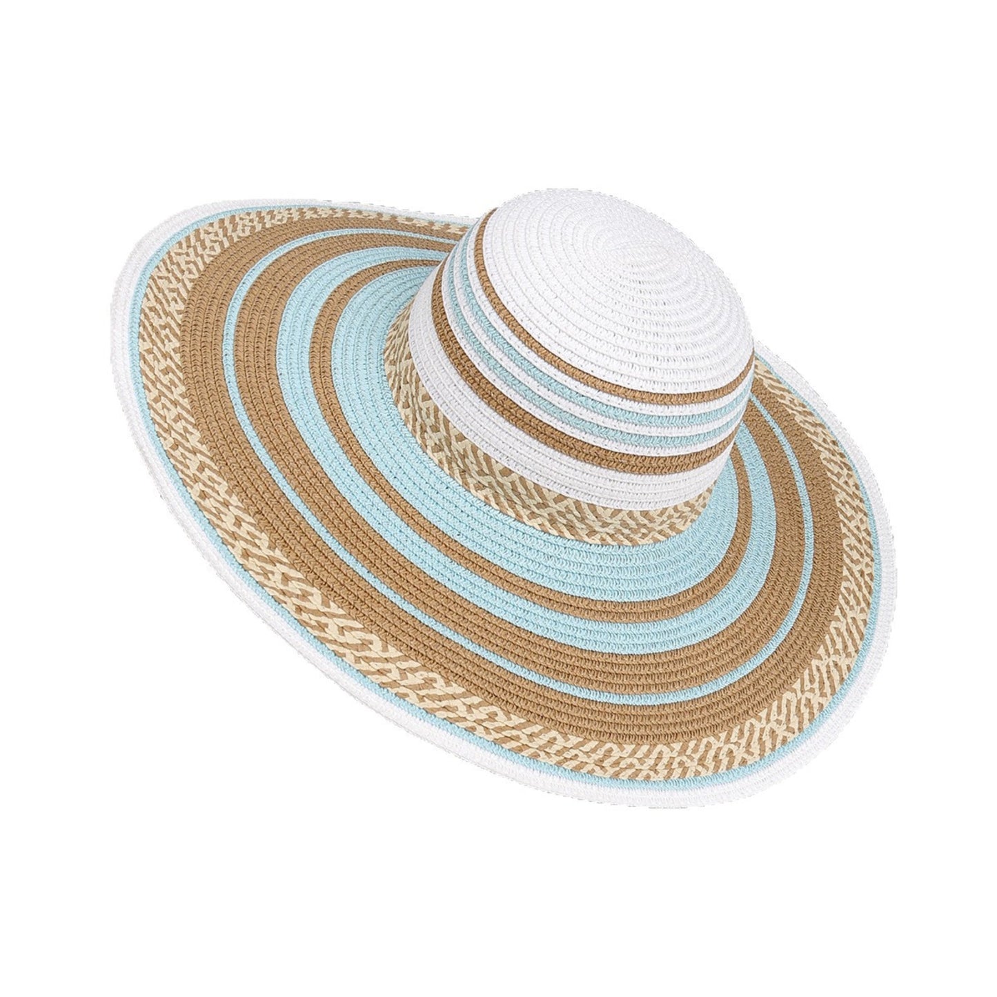 Sombrero de sol de ala ancha para mujer Diseño tejido a rayas Sombrero de verano ligero Estilo clásico Floppy