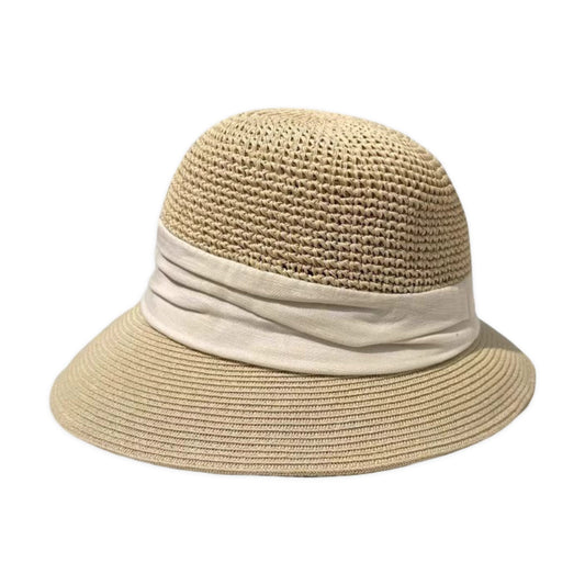 Sombrero de sol de paja para mujer, asimétrico, transpirable, ligero, plegable, sombrero de verano