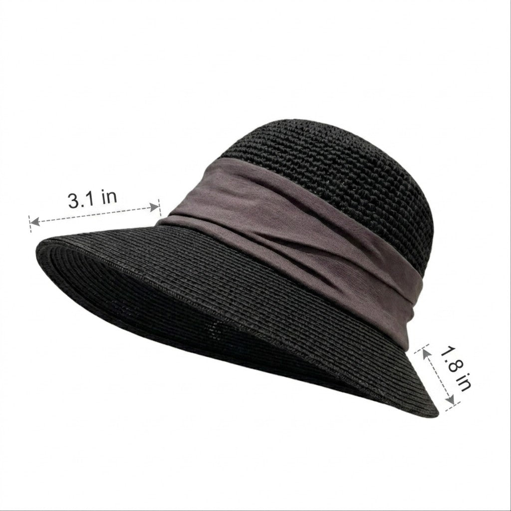 Sombrero de sol de paja para mujer, asimétrico, transpirable, ligero, plegable, sombrero de verano