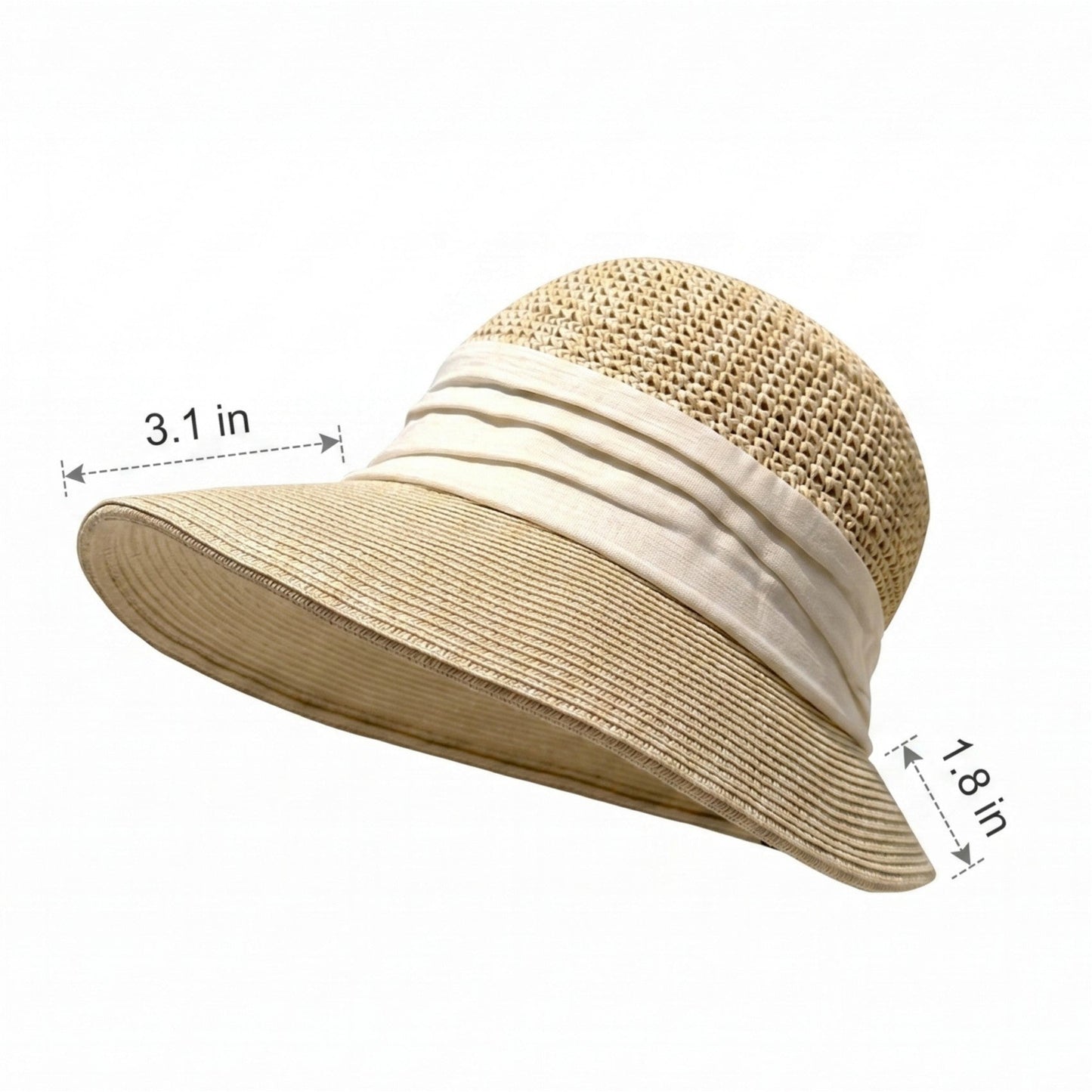 Sombrero de sol de paja para mujer, asimétrico, transpirable, ligero, plegable, sombrero de verano