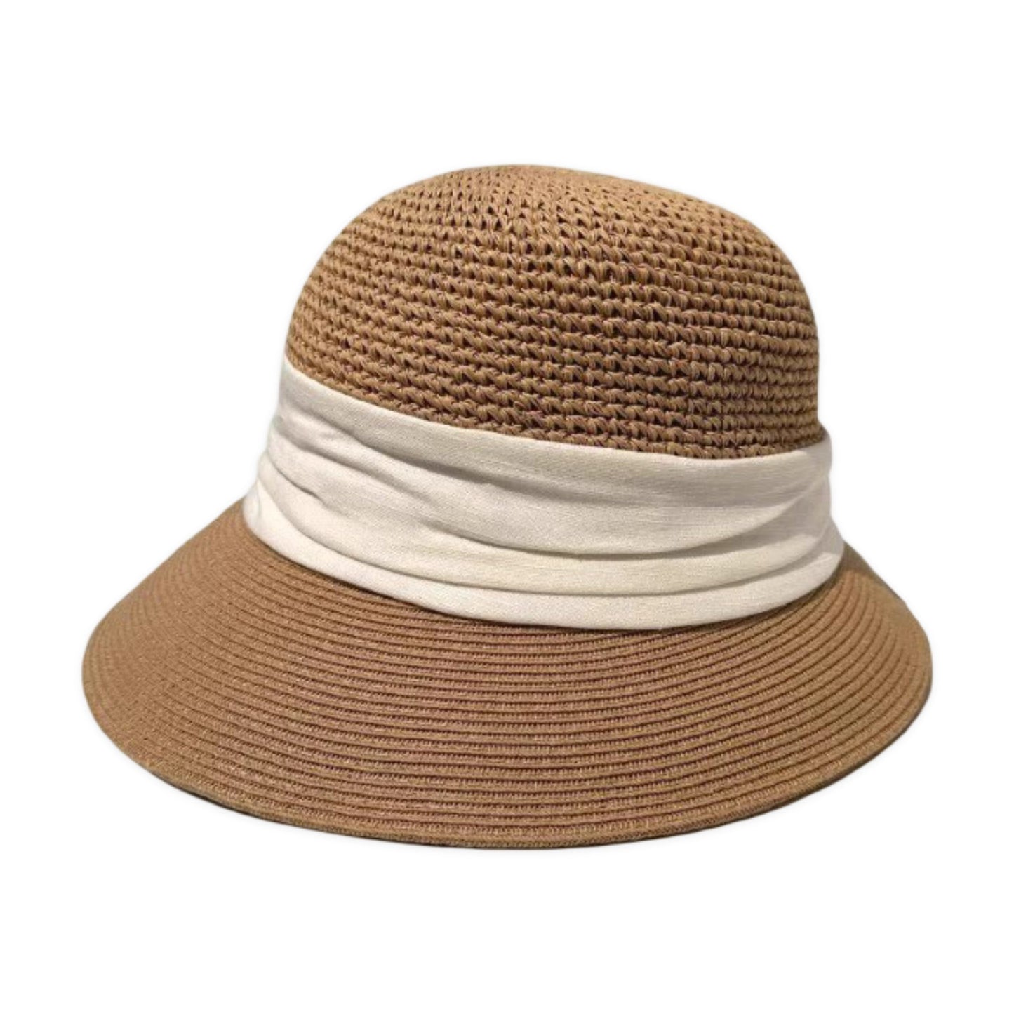 Sombrero de sol de paja para mujer, asimétrico, transpirable, ligero, plegable, sombrero de verano