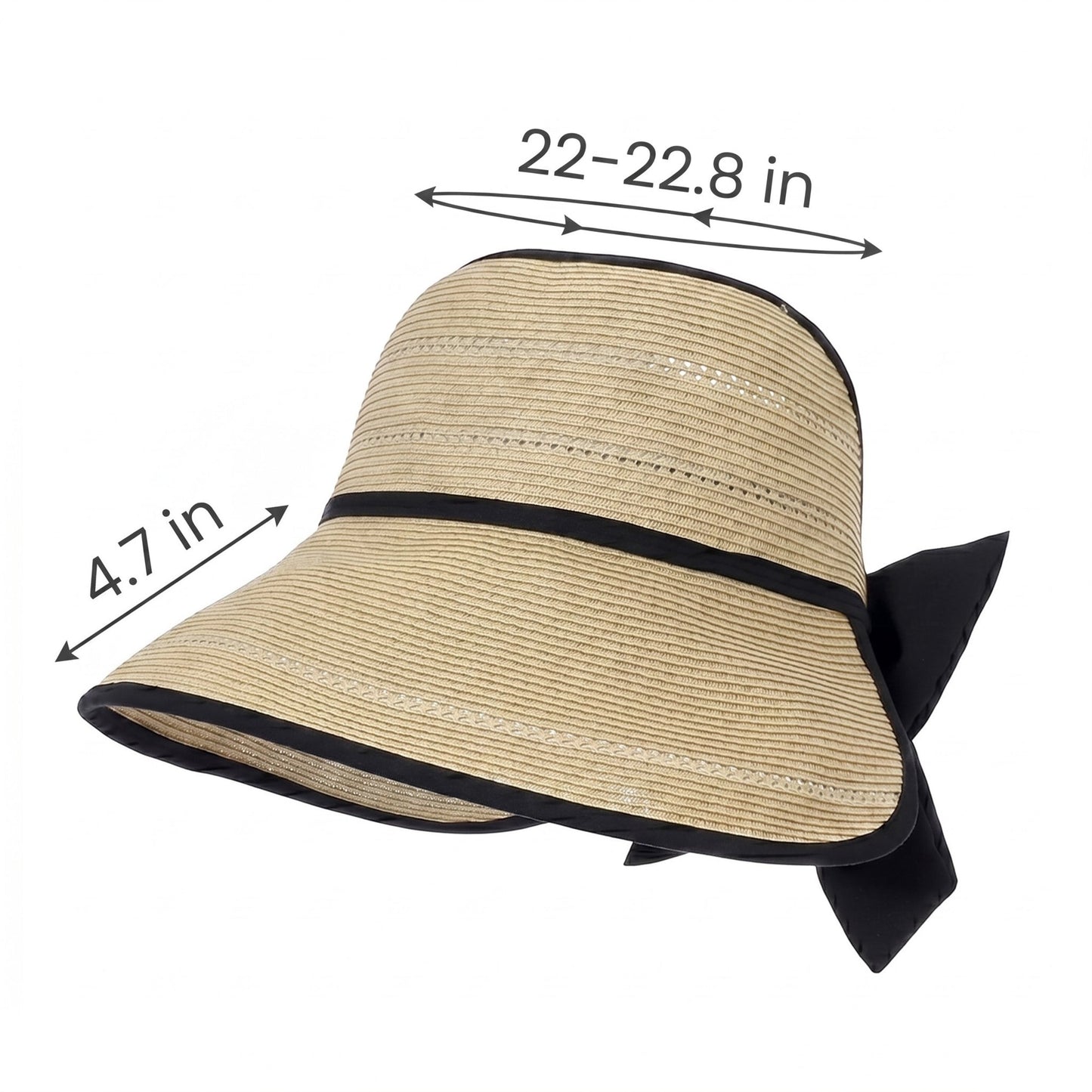 Sombrero de visera de paja de ala ancha para mujer Sombrero de sol de verano plegable transpirable Sombrero de vacaciones en la playa
