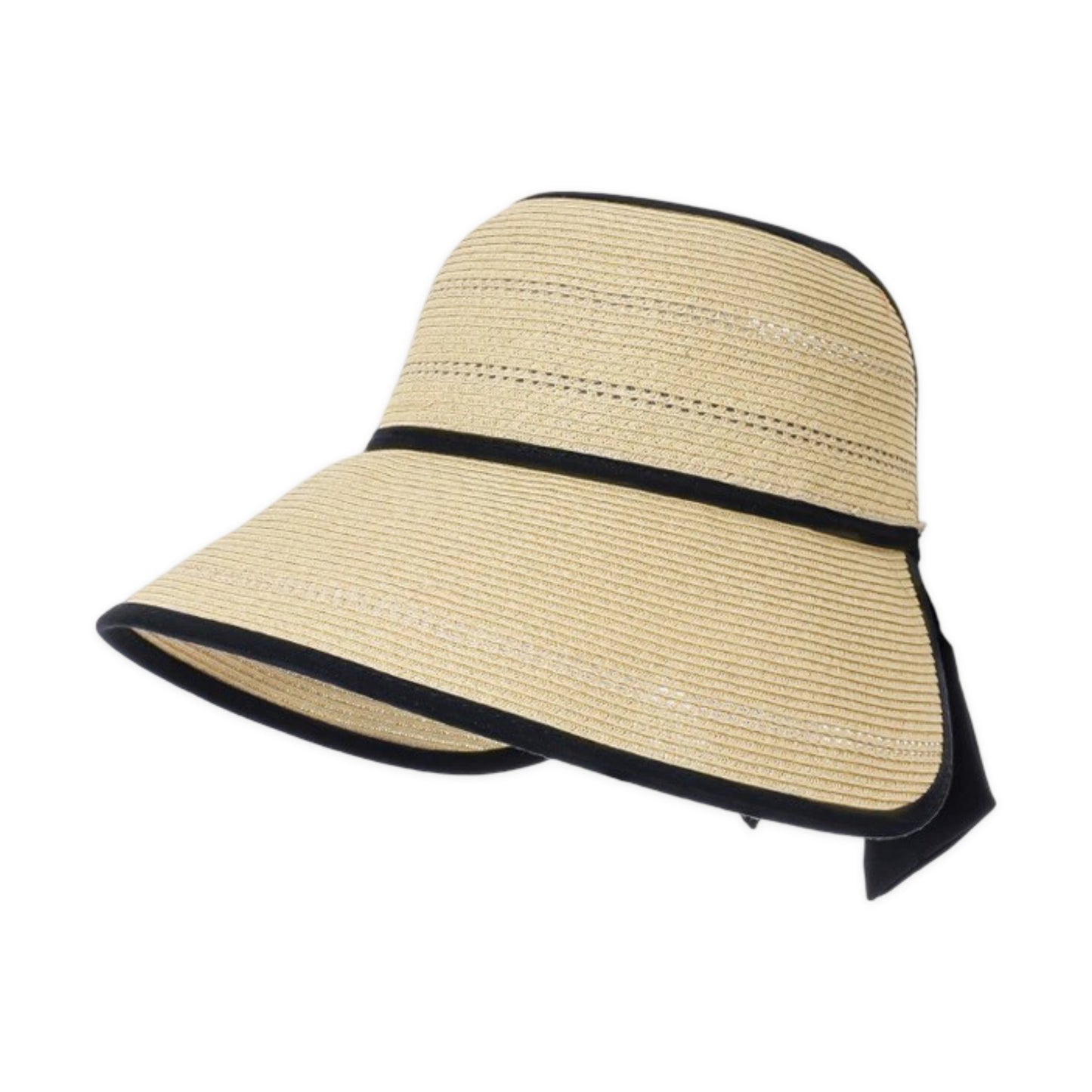 Sombrero de visera de paja de ala ancha para mujer Sombrero de sol de verano plegable transpirable Sombrero de vacaciones en la playa