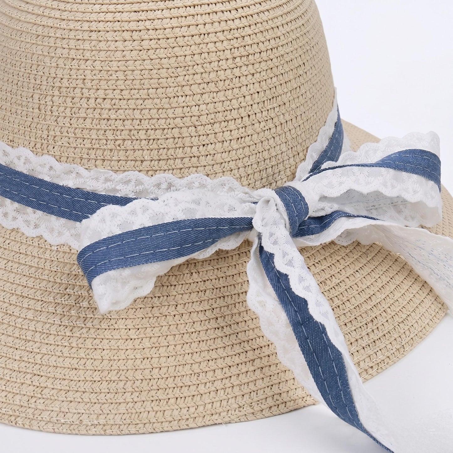 Sombrero de sol ligero de paja de ala ancha para mujer Sombrero de playa plegable de verano con protección UV