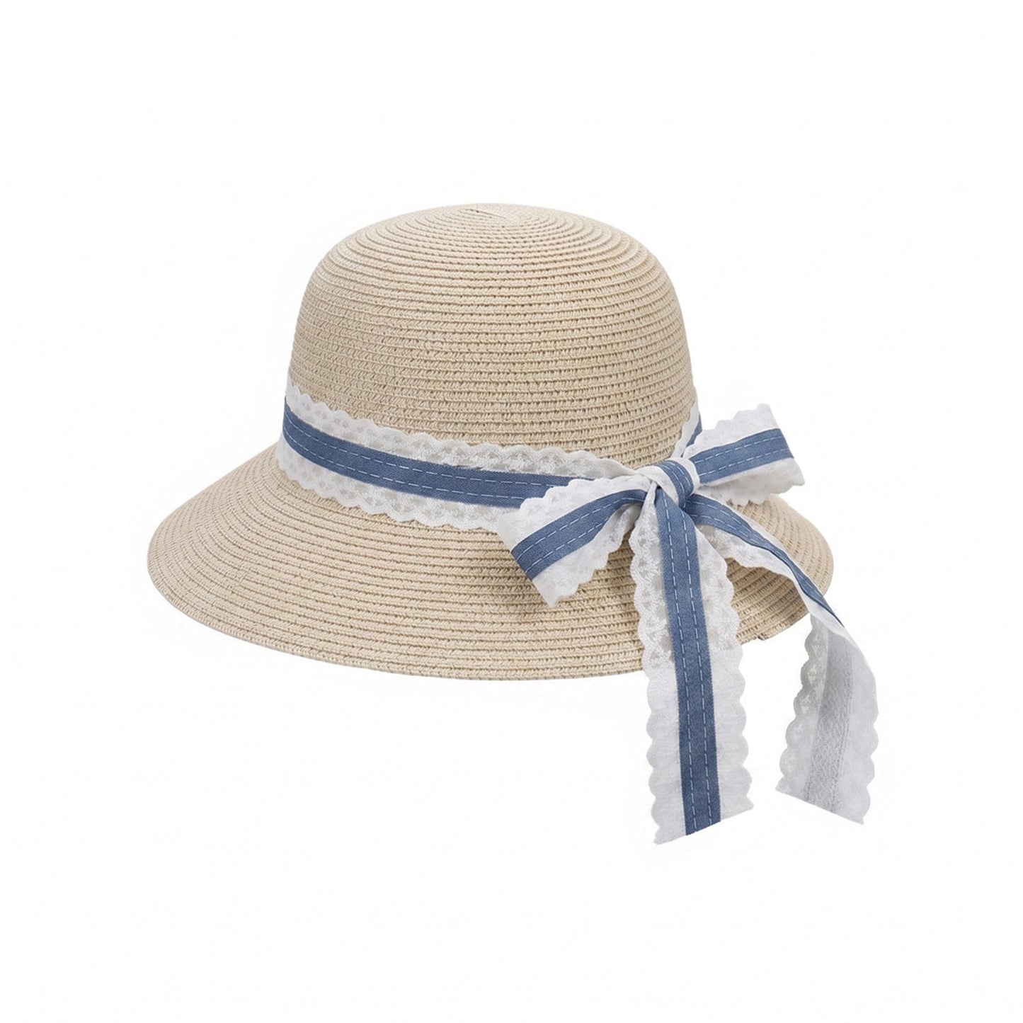 Sombrero de sol ligero de paja de ala ancha para mujer Sombrero de playa plegable de verano con protección UV