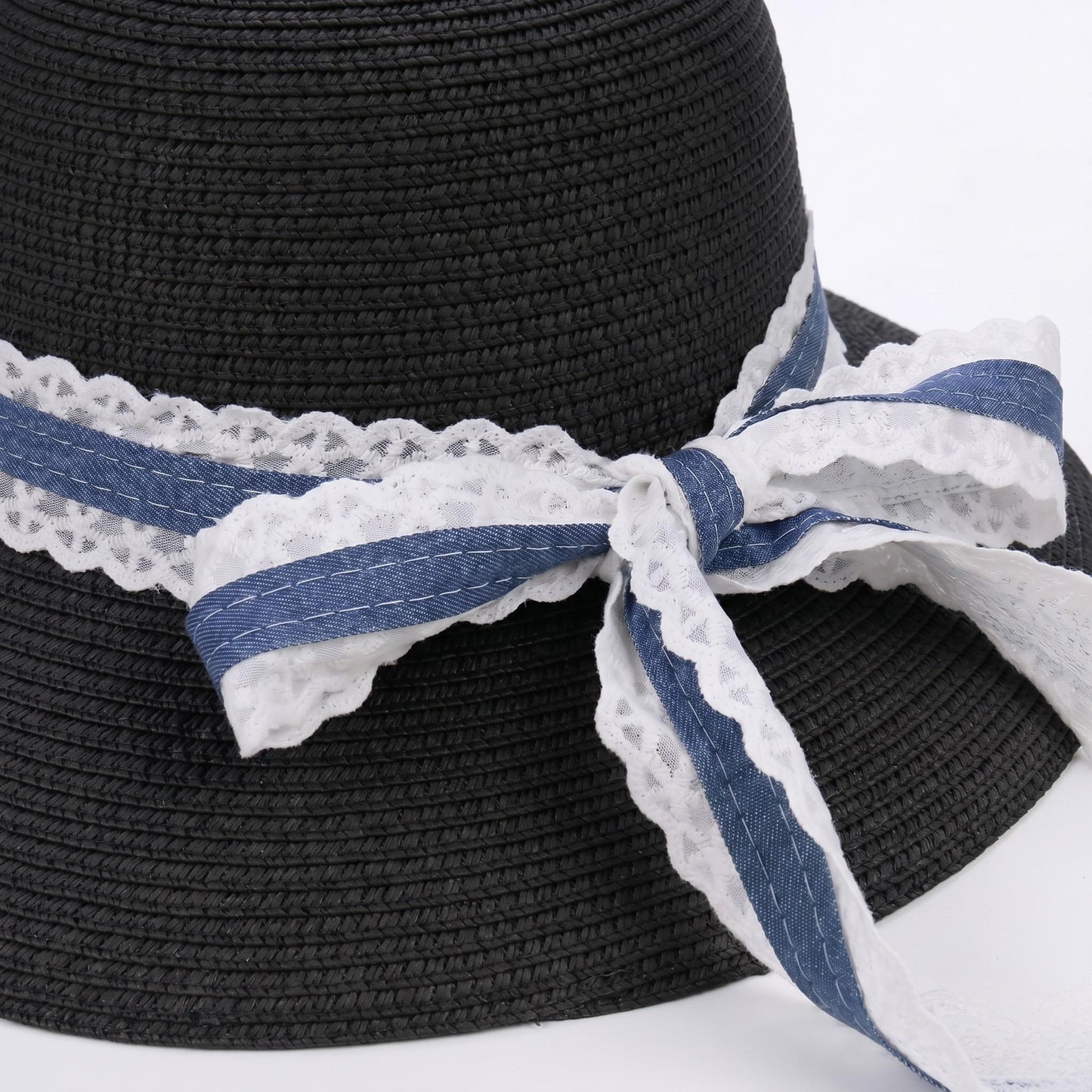 Sombrero de sol ligero de paja de ala ancha para mujer Sombrero de playa plegable de verano con protección UV