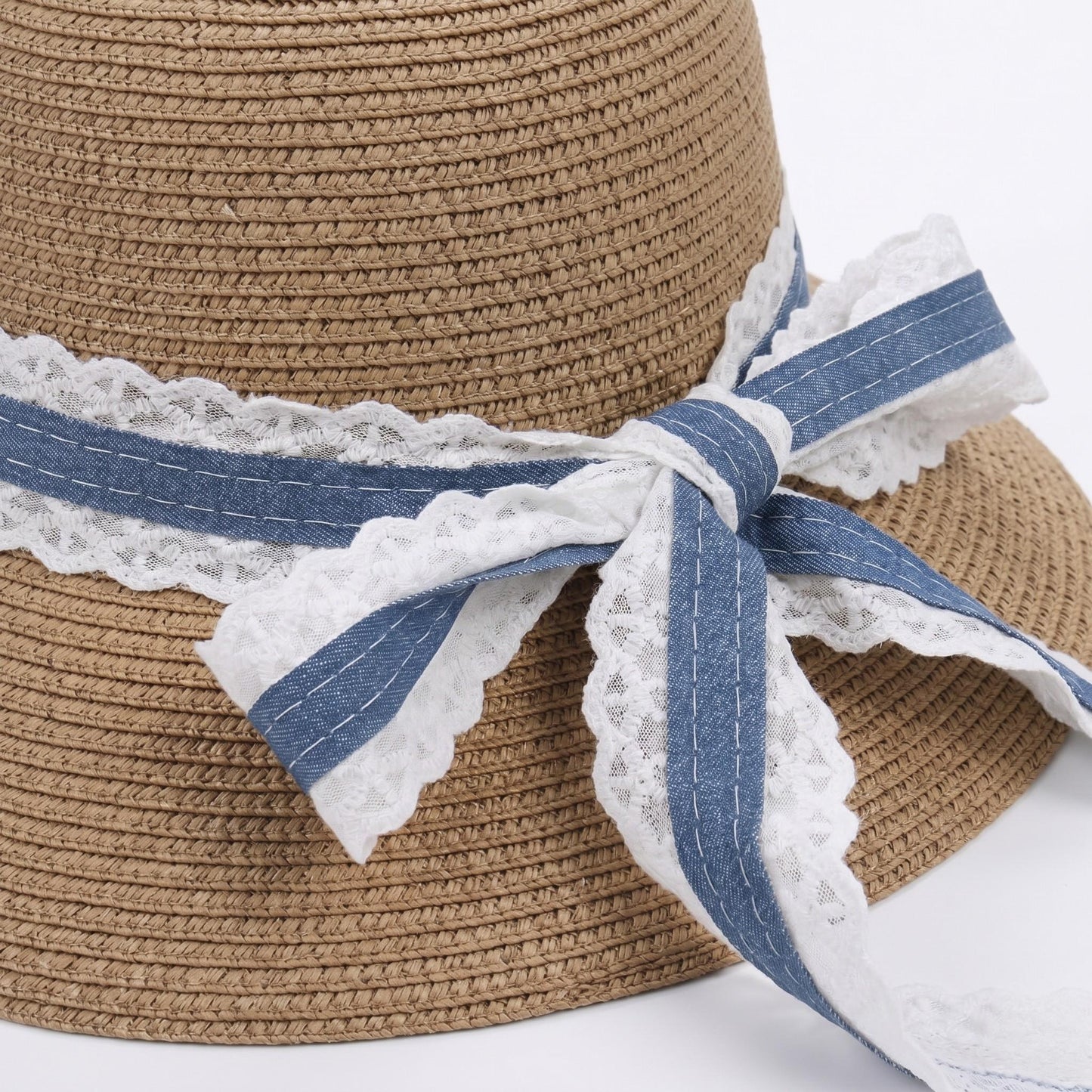 Sombrero de sol ligero de paja de ala ancha para mujer Sombrero de playa plegable de verano con protección UV