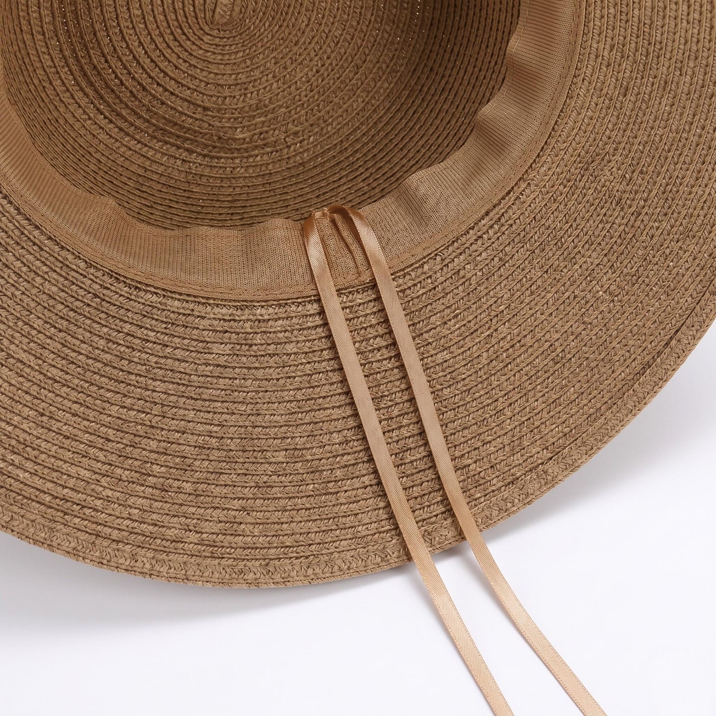 Sombrero de sol ligero de paja de ala ancha para mujer Sombrero de playa plegable de verano con protección UV