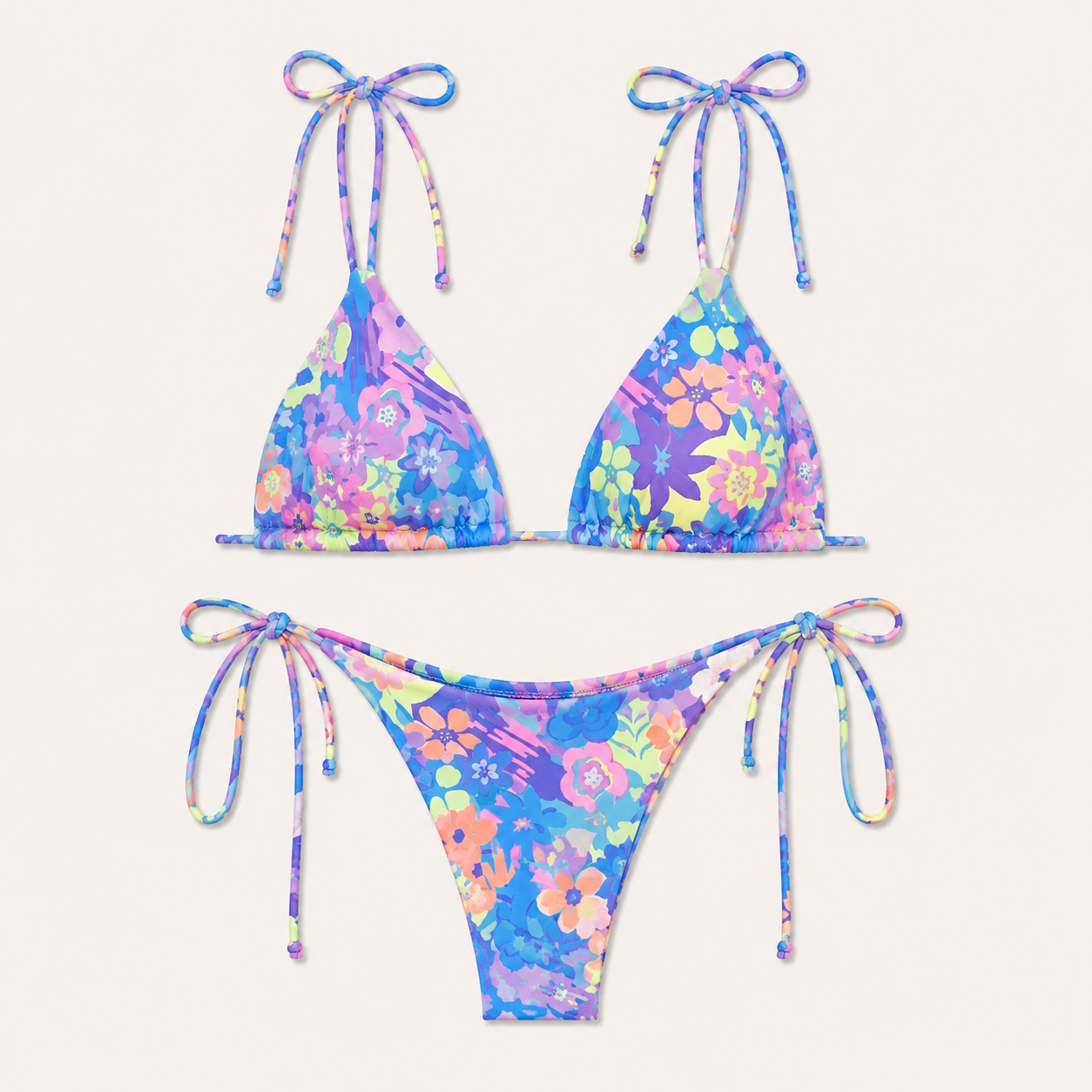 Acuarea | Conjunto de bikini triangula con tirantes ajustables con estampado de leopardo y braguita de corte alto